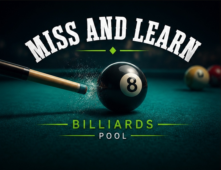 Miss and Learn main logo banner with 8 ball branding